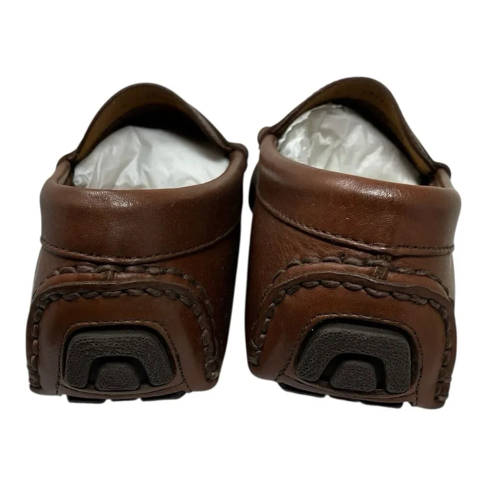 J Crew Mens Leather Driving Loafers 9 Brown‎ Dress Shoes Moccasin AW685